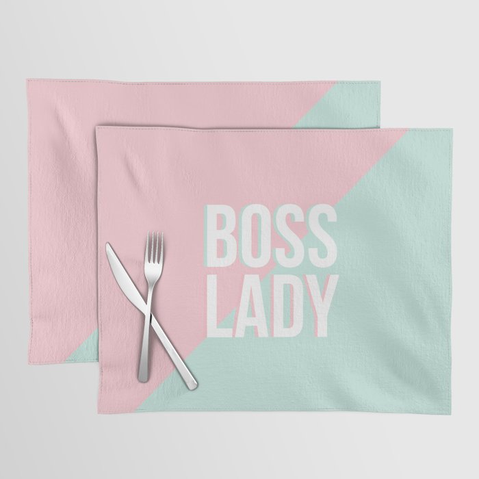 Boss Lady - Pastel Pink and Aqua #bosslady #society6 #typography Placemat Gallery Image 1