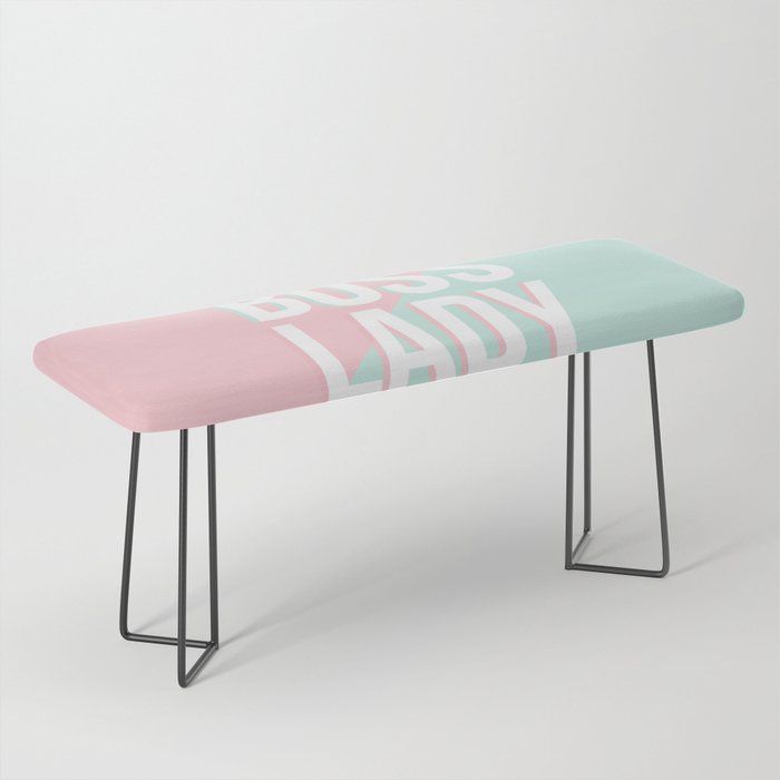 Boss Lady - Pastel Pink and Aqua #bosslady #society6 #typography Bench Gallery Image 1