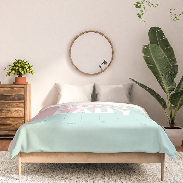 Boss Lady - Pastel Pink and Aqua #bosslady #society6 #typography Comforter Gallery Image 3