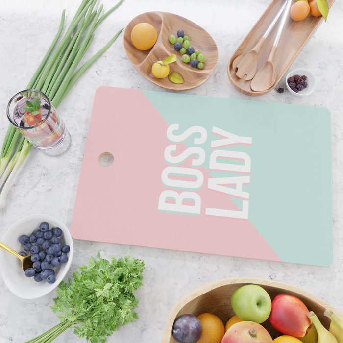 Boss Lady - Pastel Pink and Aqua #bosslady #society6 #typography Cutting Board Gallery Image 2