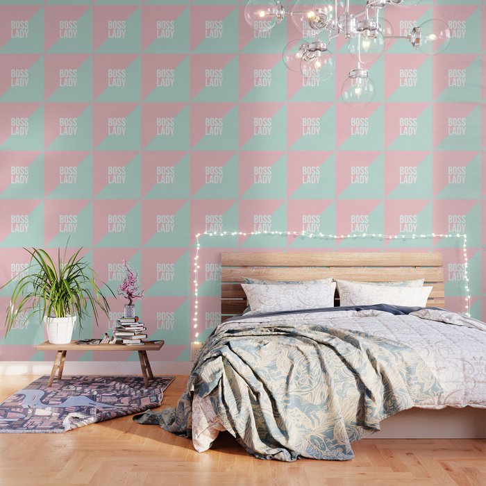 Boss Lady - Pastel Pink and Aqua #bosslady #society6 #typography Wallpaper Gallery Image 3