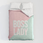 Boss Lady - Pastel Pink and Aqua #bosslady #society6 #typography Comforter Gallery Image 6