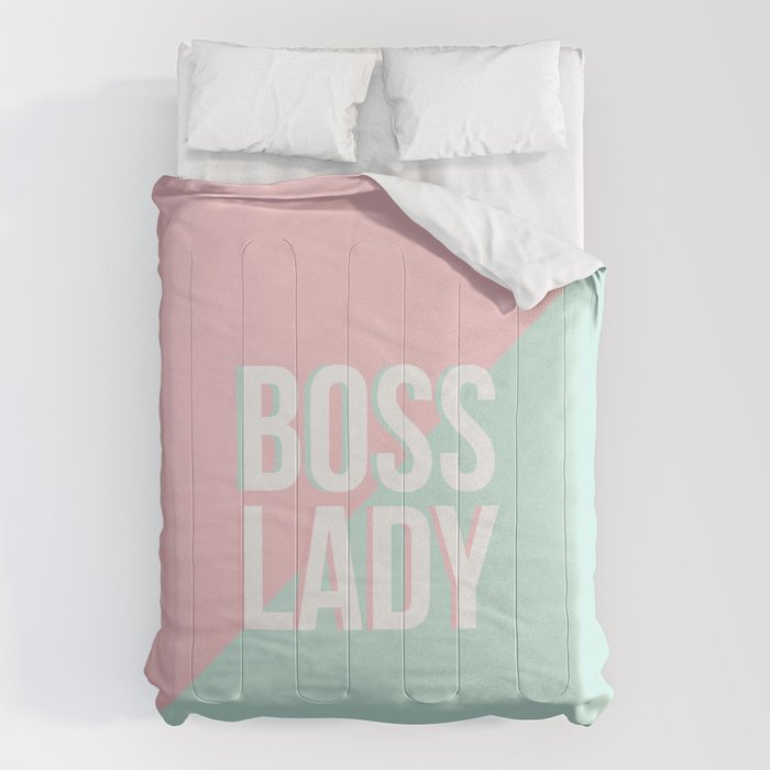 Boss Lady - Pastel Pink and Aqua #bosslady #society6 #typography Comforter Gallery Image 6