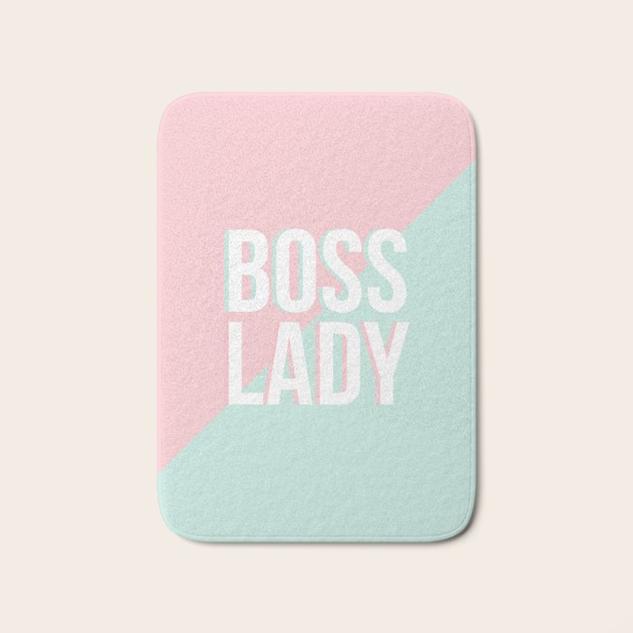 Boss Lady - Pastel Pink and Aqua #bosslady #society6 #typography Bath Mat Gallery Image 1