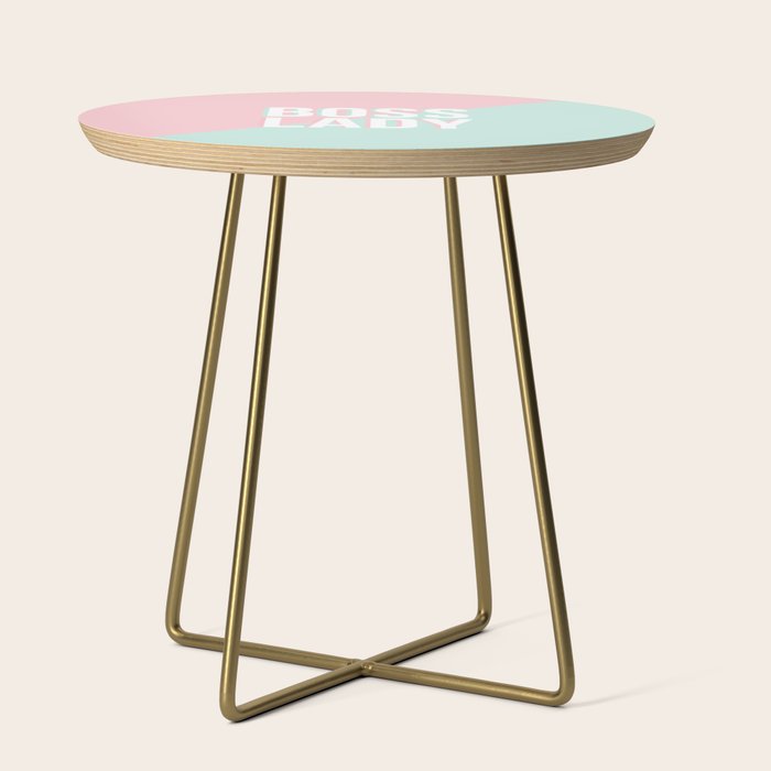 Boss Lady - Pastel Pink and Aqua #bosslady #society6 #typography Side Table Gallery Image 1