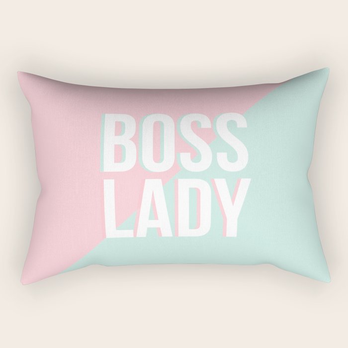 Boss Lady - Pastel Pink and Aqua #bosslady #society6 #typography Rectangular Pillow Gallery Image 1