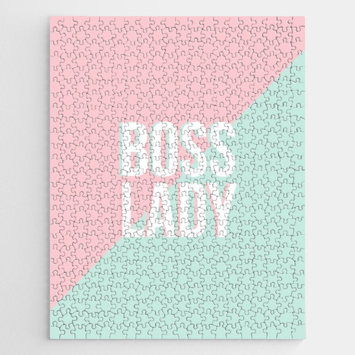 Boss Lady - Pastel Pink and Aqua #bosslady #society6 #typography Jigsaw Puzzle Gallery Image 1