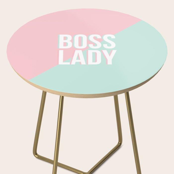 Boss Lady - Pastel Pink and Aqua #bosslady #society6 #typography Side Table Gallery Image 2