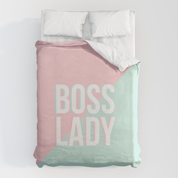Boss Lady - Pastel Pink and Aqua #bosslady #society6 #typography Duvet Cover Gallery Image 6