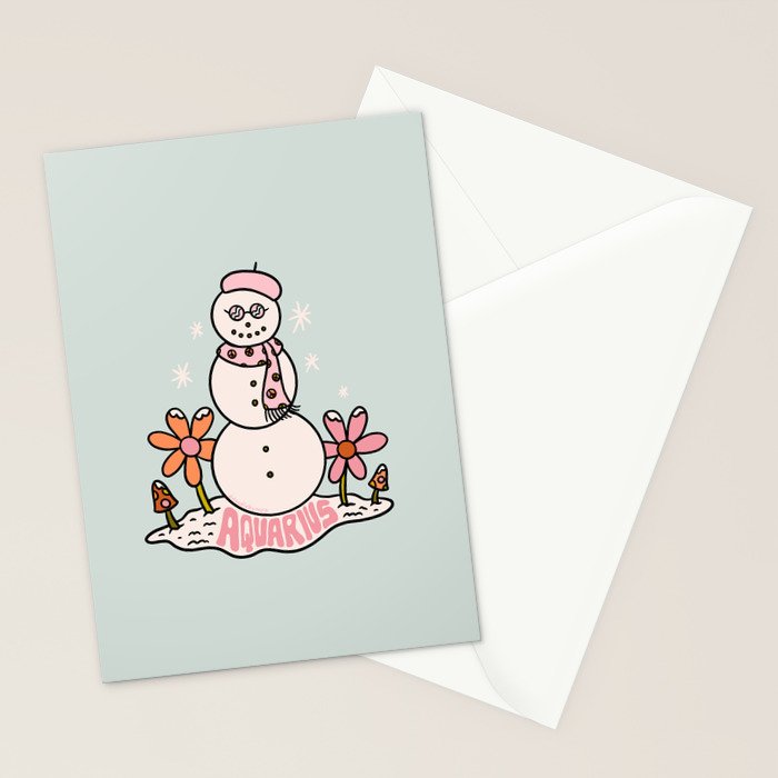 Aquarius Snowman Stationery Card Gallery Image 2