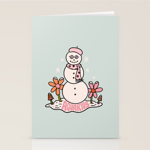Aquarius Snowman Stationery Card Gallery Image 1