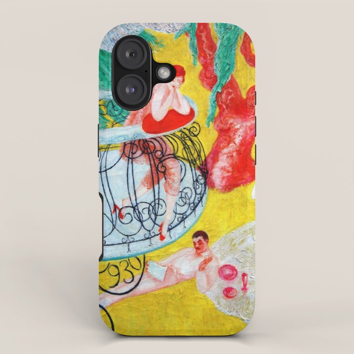 'Love Flight of a Pink Candy Heart' landscape painting by Florine Stettheimer iPhone Case Gallery Image 1