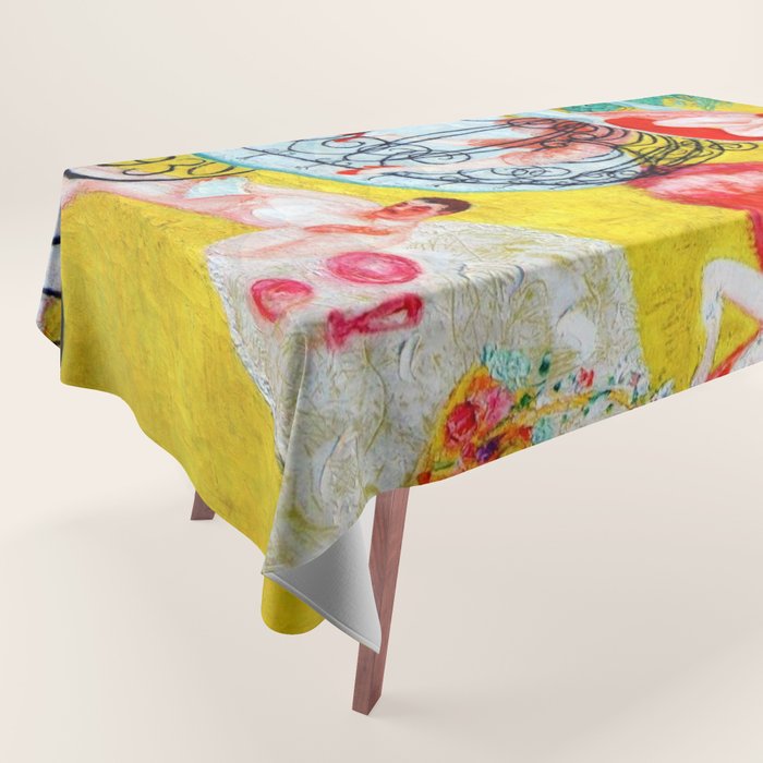 'Love Flight of a Pink Candy Heart' landscape painting by Florine Stettheimer Tablecloth Gallery Image 1