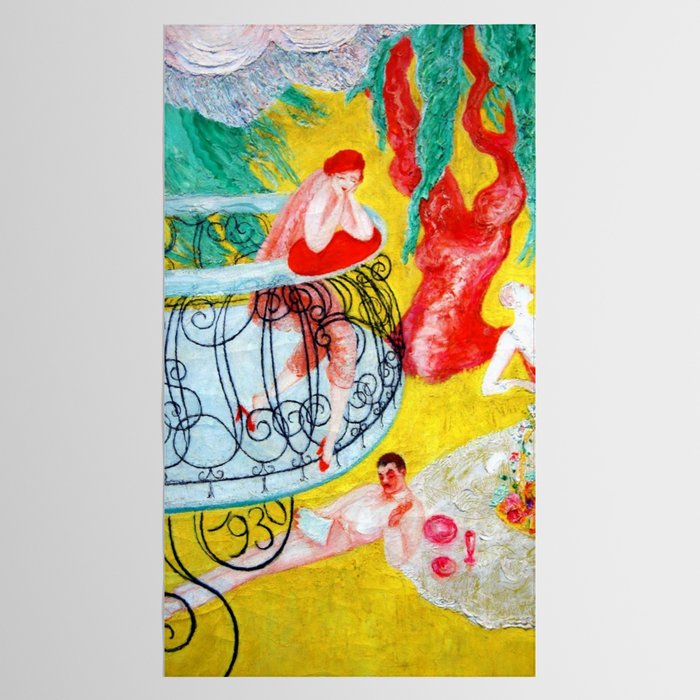 'Love Flight of a Pink Candy Heart' landscape painting by Florine Stettheimer Tablecloth Gallery Image 2