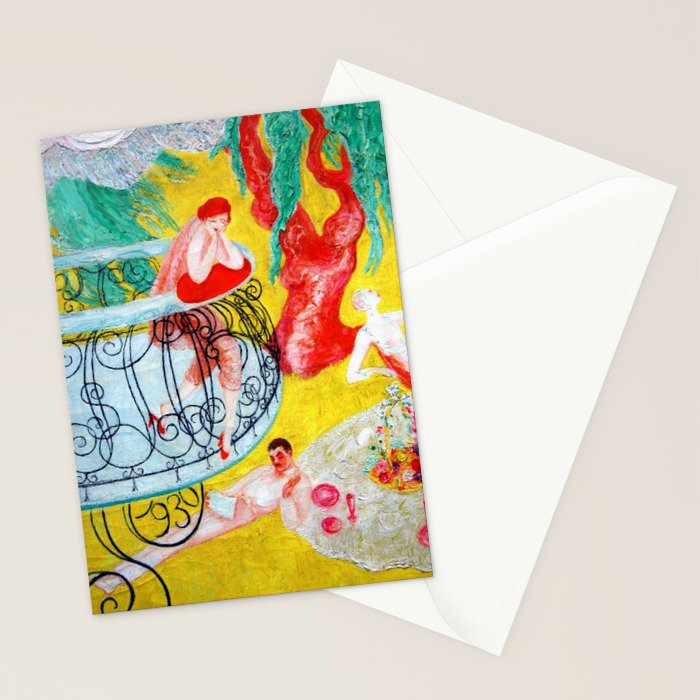 'Love Flight of a Pink Candy Heart' landscape painting by Florine Stettheimer Stationery Card Gallery Image 2