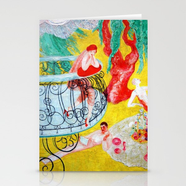 'Love Flight of a Pink Candy Heart' landscape painting by Florine Stettheimer Stationery Card Gallery Image 2
