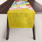 'Love Flight of a Pink Candy Heart' landscape painting by Florine Stettheimer Table Runner Gallery Image 1