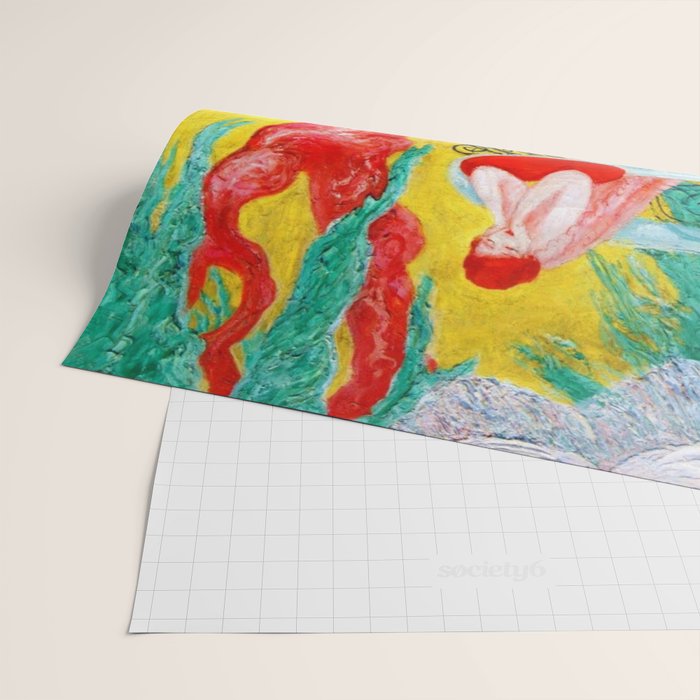 'Love Flight of a Pink Candy Heart' landscape painting by Florine Stettheimer Wrapping Paper Gallery Image 2