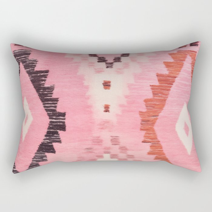Moroccan Berber Rug Design No.60 - Multicolor, Pink Rectangular Pillow Gallery Image 1