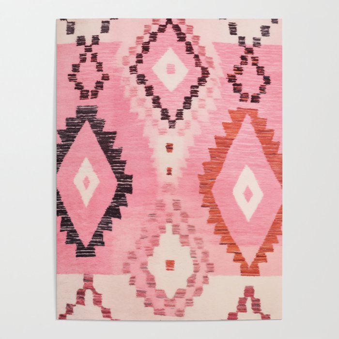 Moroccan Berber Rug Design No.60 - Multicolor, Pink Poster Gallery Image 4