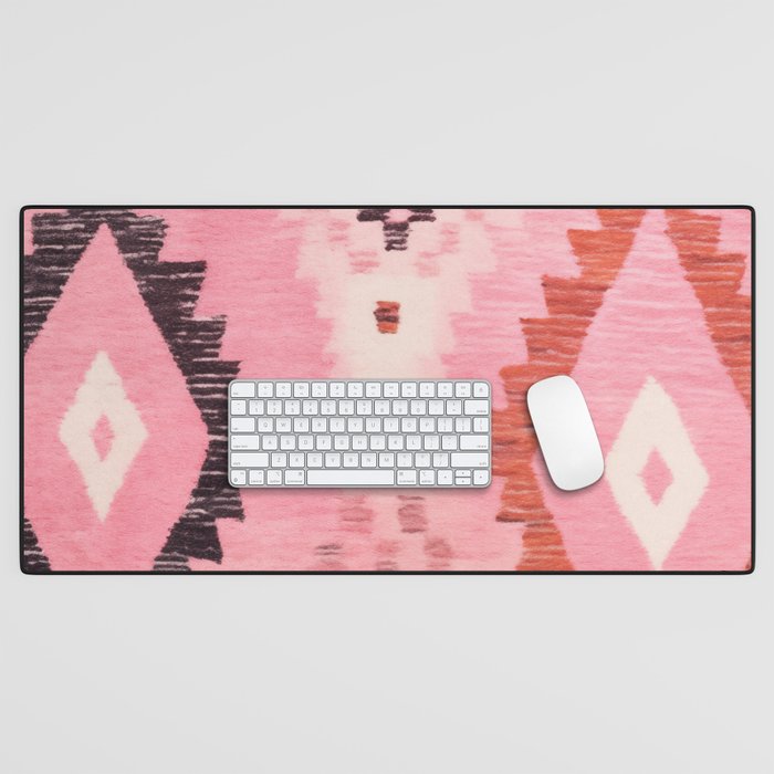 Moroccan Berber Rug Design No.60 - Multicolor, Pink Desk Mat Gallery Image 1