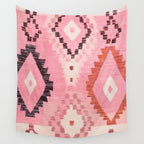 Moroccan Berber Rug Design No.60 - Multicolor, Pink Wall Tapestry Gallery Image 4