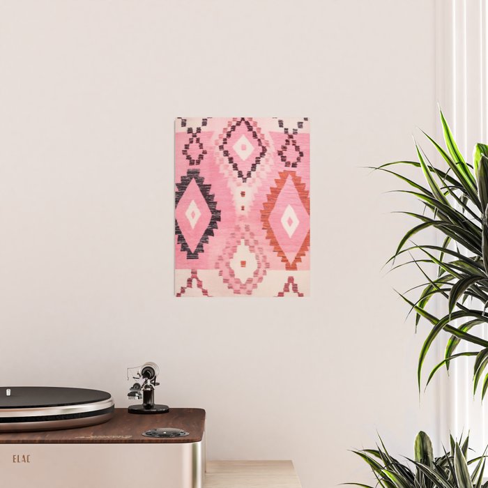 Moroccan Berber Rug Design No.60 - Multicolor, Pink Poster Gallery Image 2