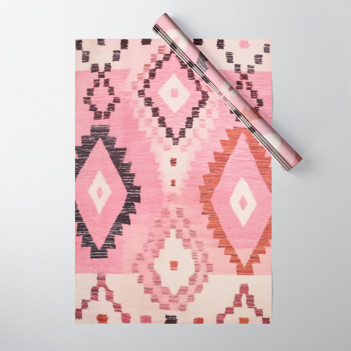 Moroccan Berber Rug Design No.60 - Multicolor, Pink Wrapping Paper Gallery Image 1