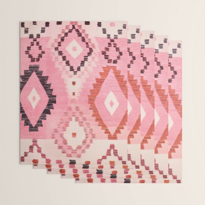 Moroccan Berber Rug Design No.60 - Multicolor, Pink Wrapping Paper Gallery Image 3