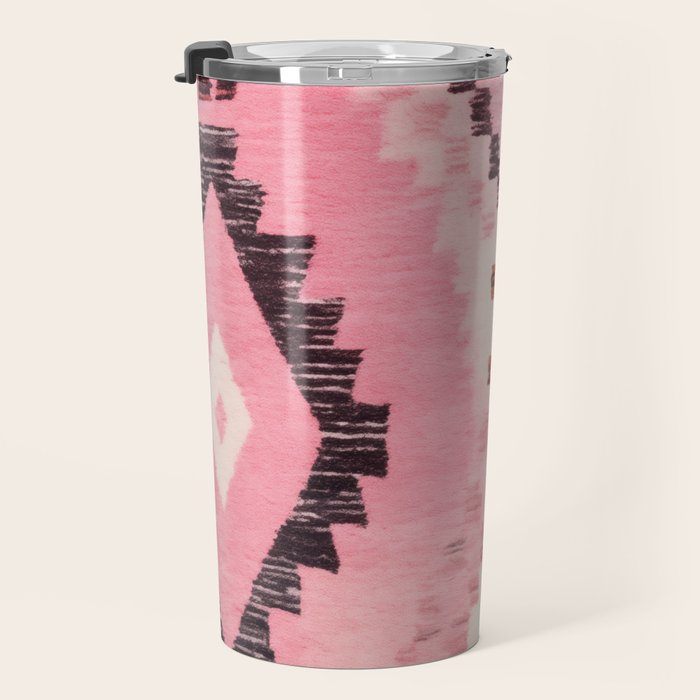Moroccan Berber Rug Design No.60 - Multicolor, Pink Travel Mug Gallery Image 3
