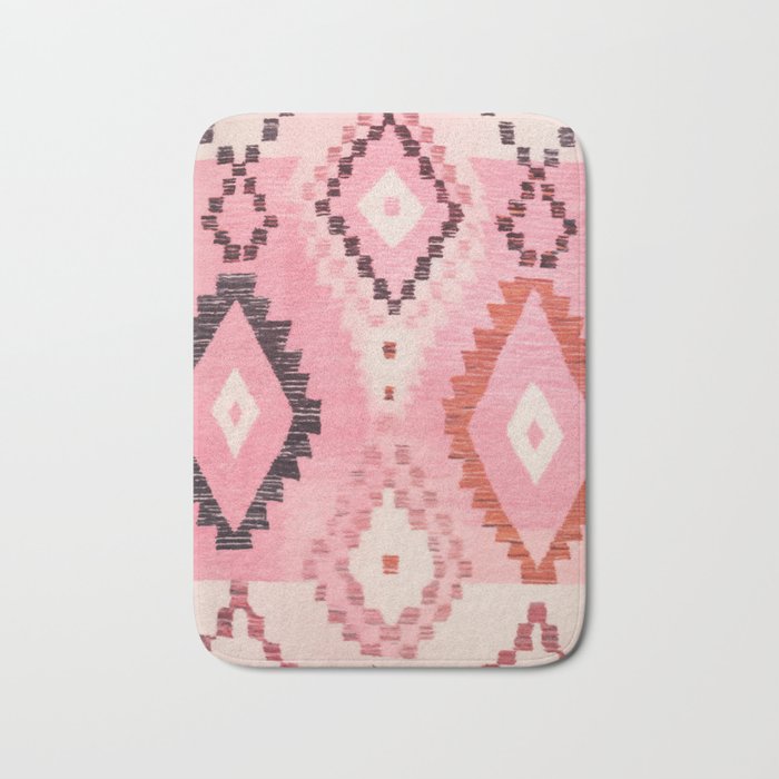 Moroccan Berber Rug Design No.60 - Multicolor, Pink Bath Mat Gallery Image 1