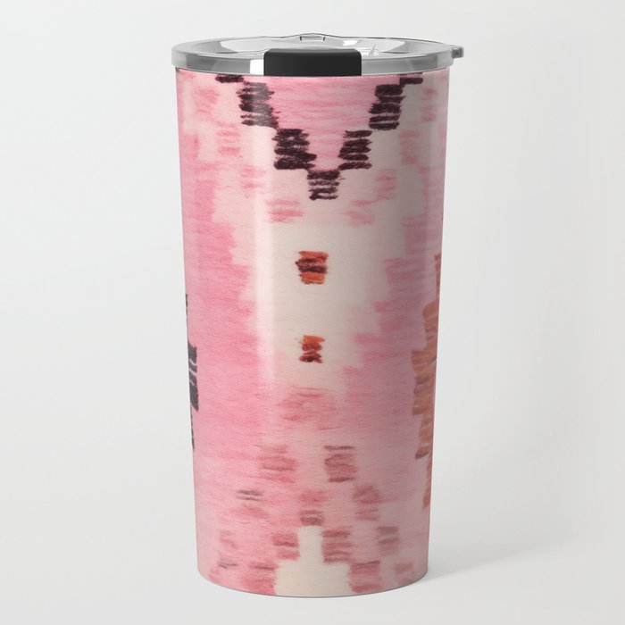 Moroccan Berber Rug Design No.60 - Multicolor, Pink Travel Mug Gallery Image 1