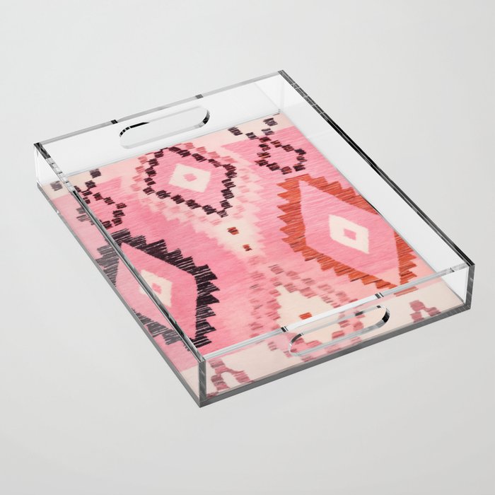 Moroccan Berber Rug Design No.60 - Multicolor, Pink Acrylic Tray Gallery Image 1