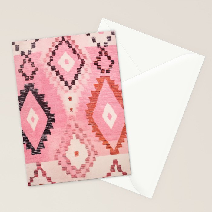 Moroccan Berber Rug Design No.60 - Multicolor, Pink Stationery Card Gallery Image 2