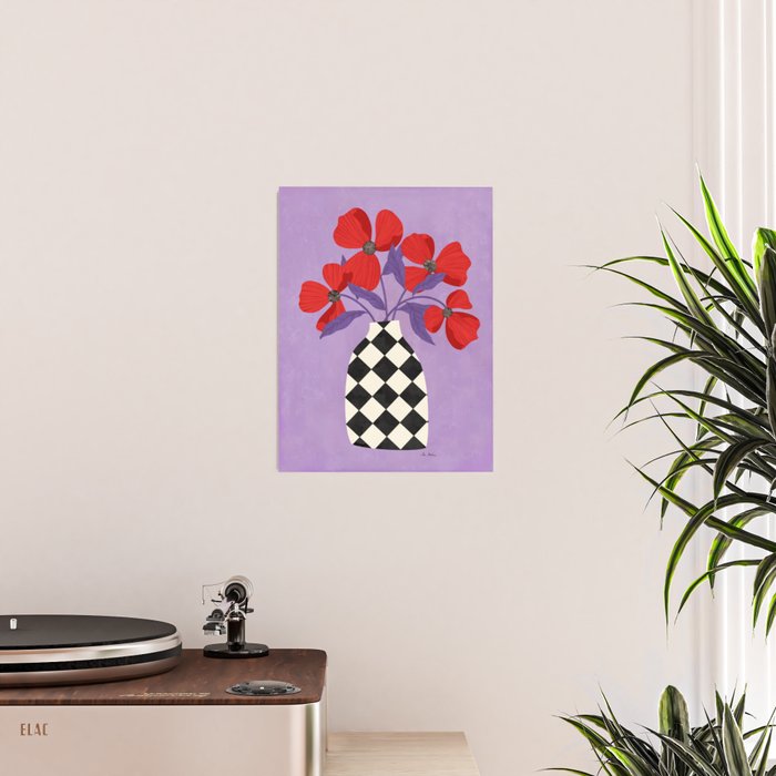Poppies and vase of squares and diamonds Poster Gallery Image 2