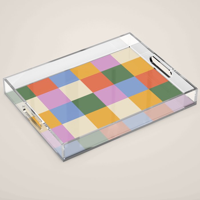 Bold Colorful Checks Pattern - Large XXXVII Acrylic Tray Gallery Image 1
