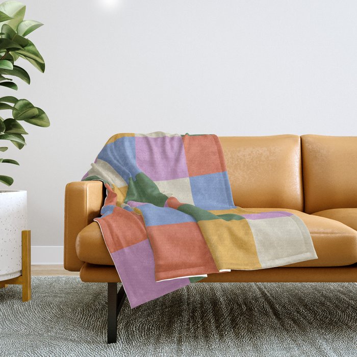 Bold Colorful Checks Pattern - Large XXXVII Throw Blanket Gallery Image 1