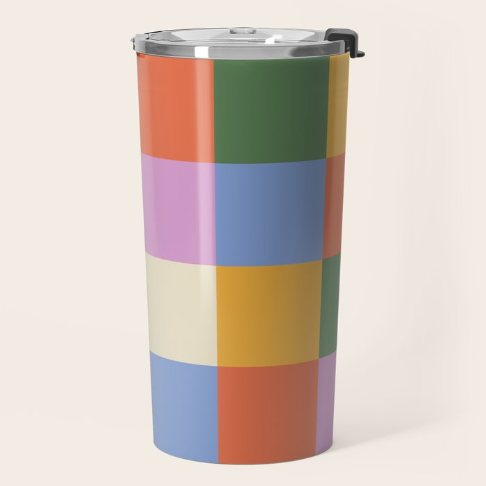 Bold Colorful Checks Pattern - Large XXXVII Travel Mug Gallery Image 2