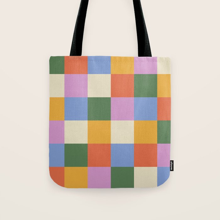 Bold Colorful Checks Pattern - Large XXXVII Tote Bag Gallery Image 1