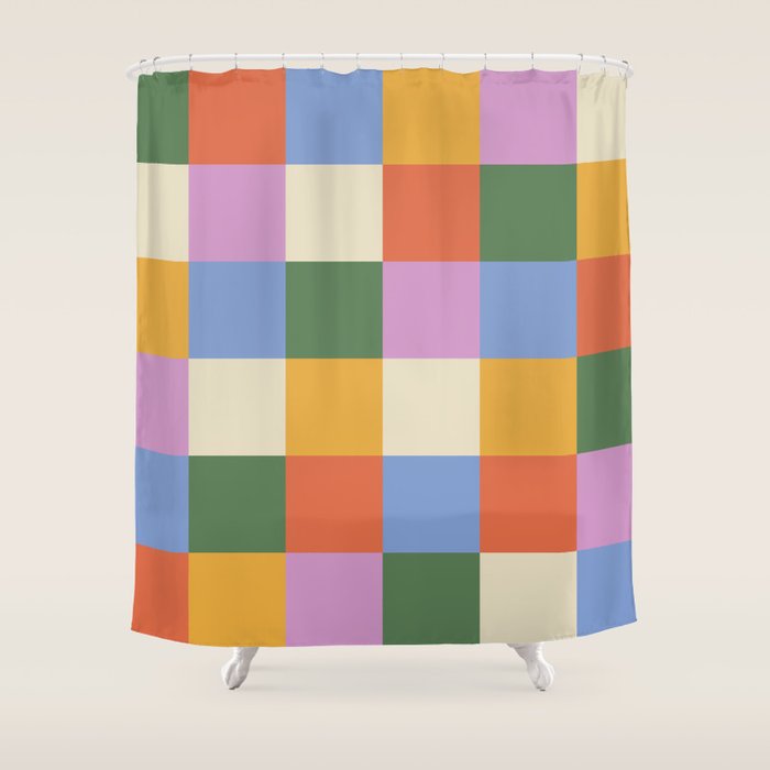 Bold Colorful Checks Pattern - Large XXXVII Shower Curtain Gallery Image 1
