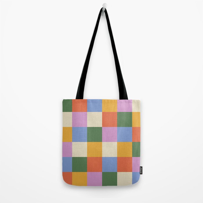 Bold Colorful Checks Pattern - Large XXXVII Tote Bag Gallery Image 2