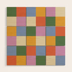 Bold Colorful Checks Pattern - Large XXXVII Wood Wall Art Gallery Image 1
