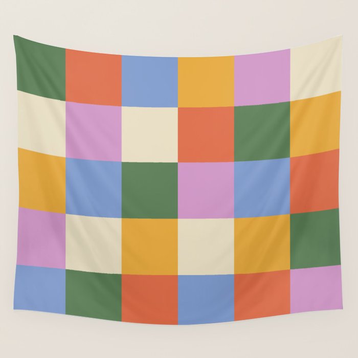 Bold Colorful Checks Pattern - Large XXXVII Wall Tapestry Gallery Image 4