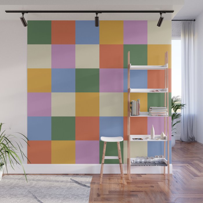 Bold Colorful Checks Pattern - Large XXXVII Wall Mural Gallery Image 1