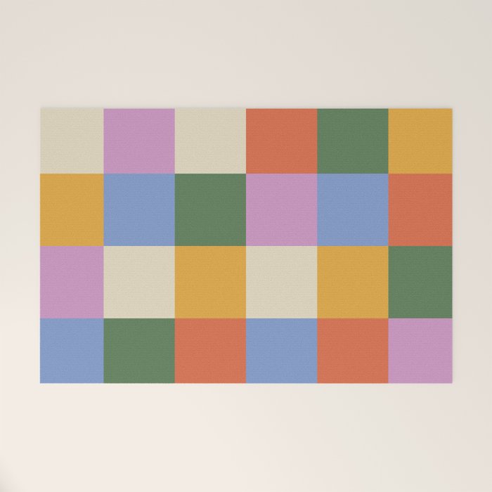 Bold Colorful Checks Pattern - Large XXXVII Welcome Mat Gallery Image 1