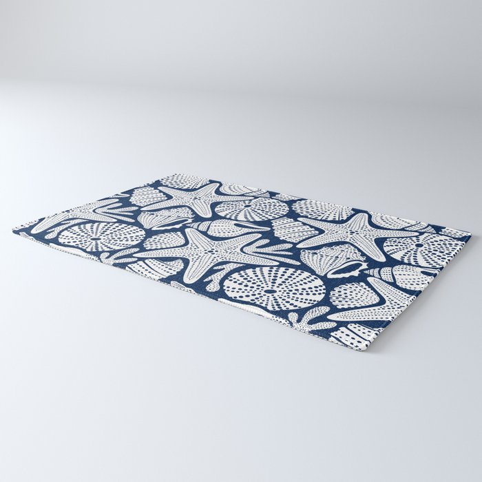 Ocean Floor Nautical Shells Navy Blue Rug Gallery Image 3