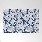 Ocean Floor Nautical Shells Navy Blue Welcome Mat Gallery Image 1