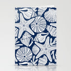 Ocean Floor Nautical Shells Navy Blue Stationery Card Gallery Image 2