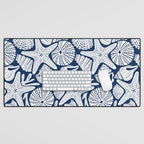 Ocean Floor Nautical Shells Navy Blue Desk Mat Gallery Image 1
