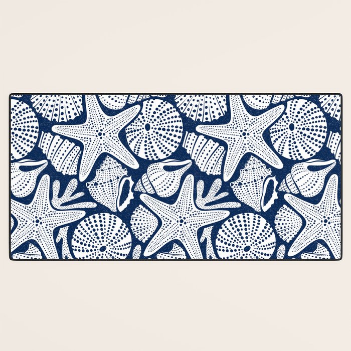 Ocean Floor Nautical Shells Navy Blue Desk Mat Gallery Image 3